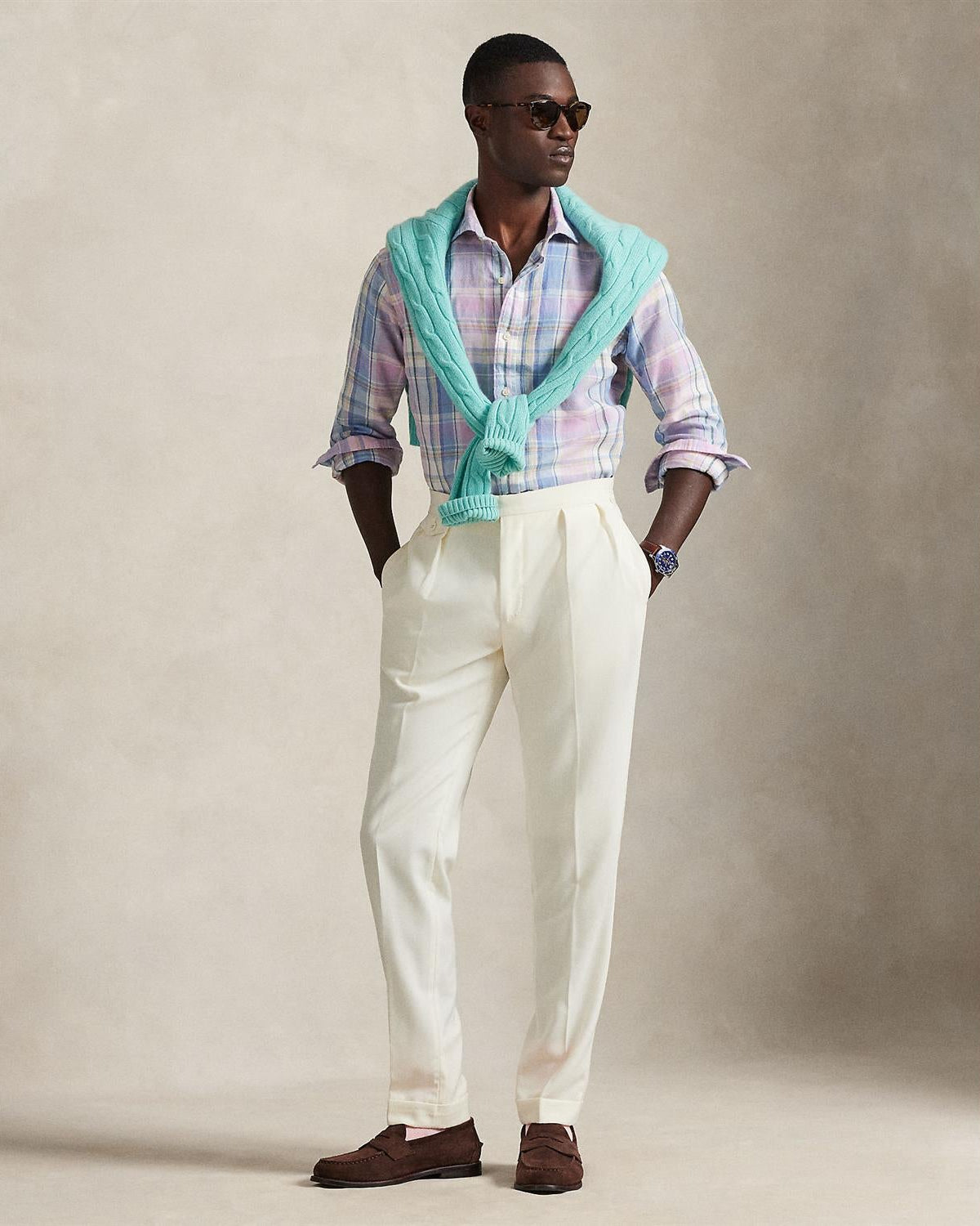 Lin Skjorte Rutet - Rosa