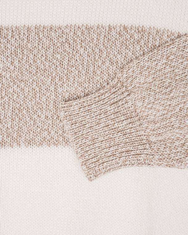 Stripet Piuma Langermet polo - Beige