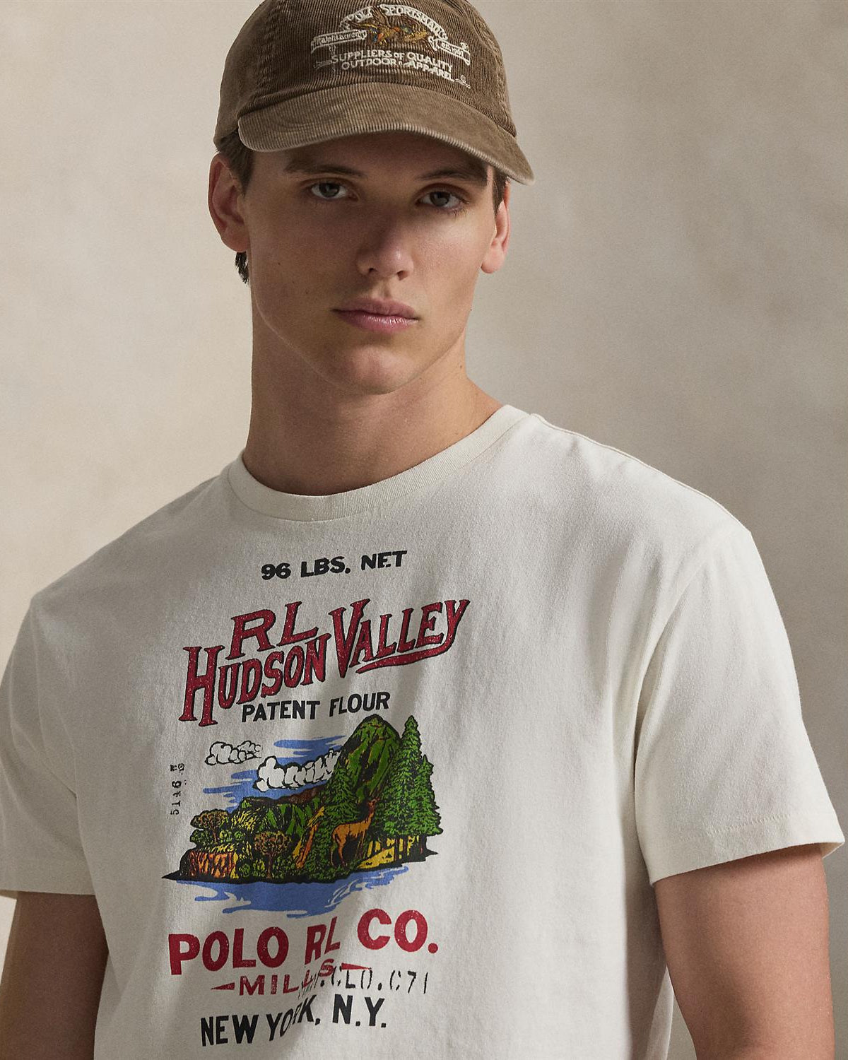 T-Shirt M/Print - Krem