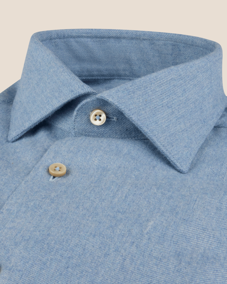 Regular Fit Flanell Skjorte - Jeans blå