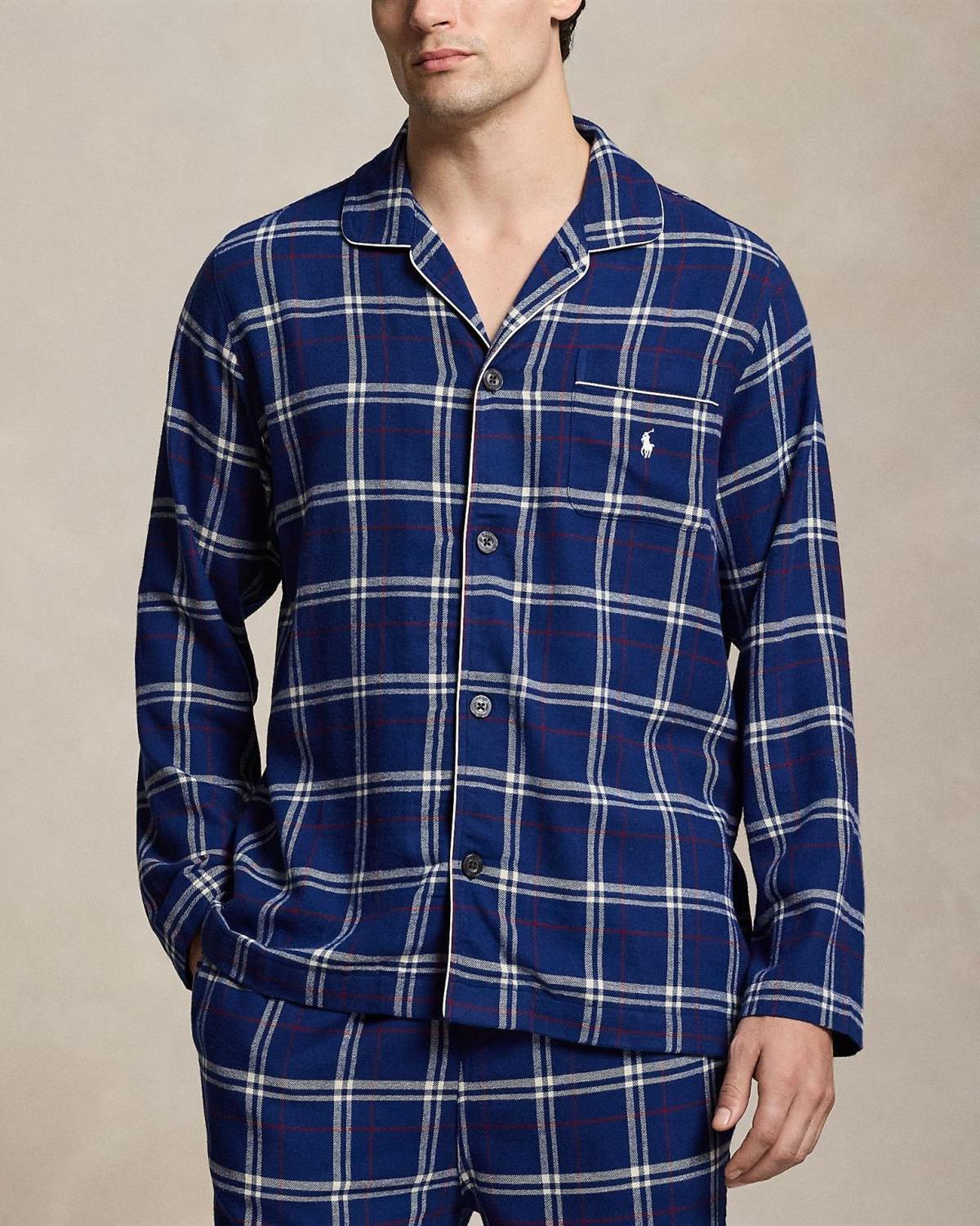 Rutet Flanell Pyjamas - Navy/Rød