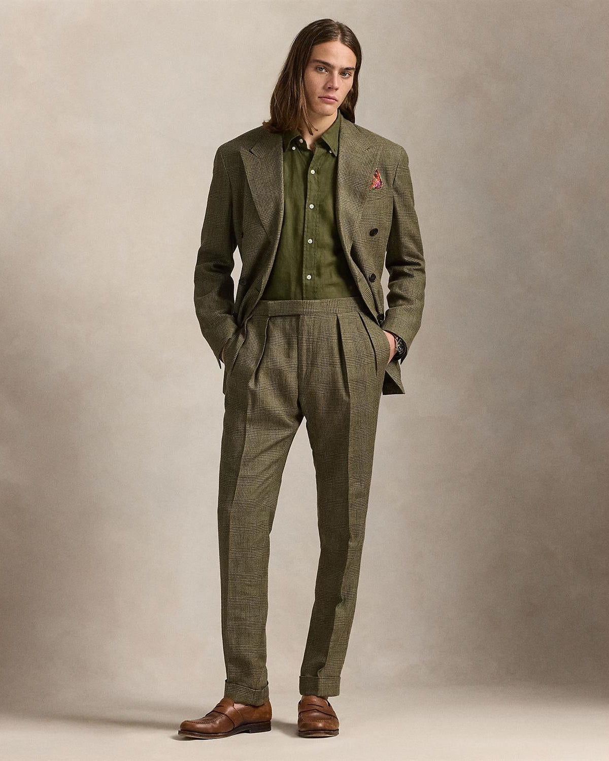 Lin Skjorte Slim Fit - Oliven