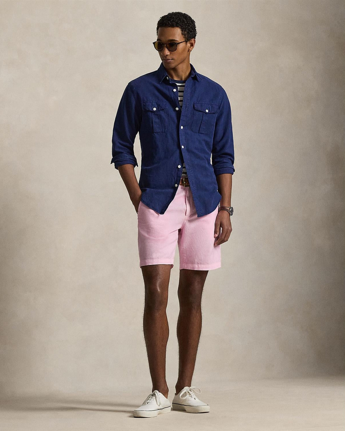 Maritim Bomull/Lin Shorts - Rosa