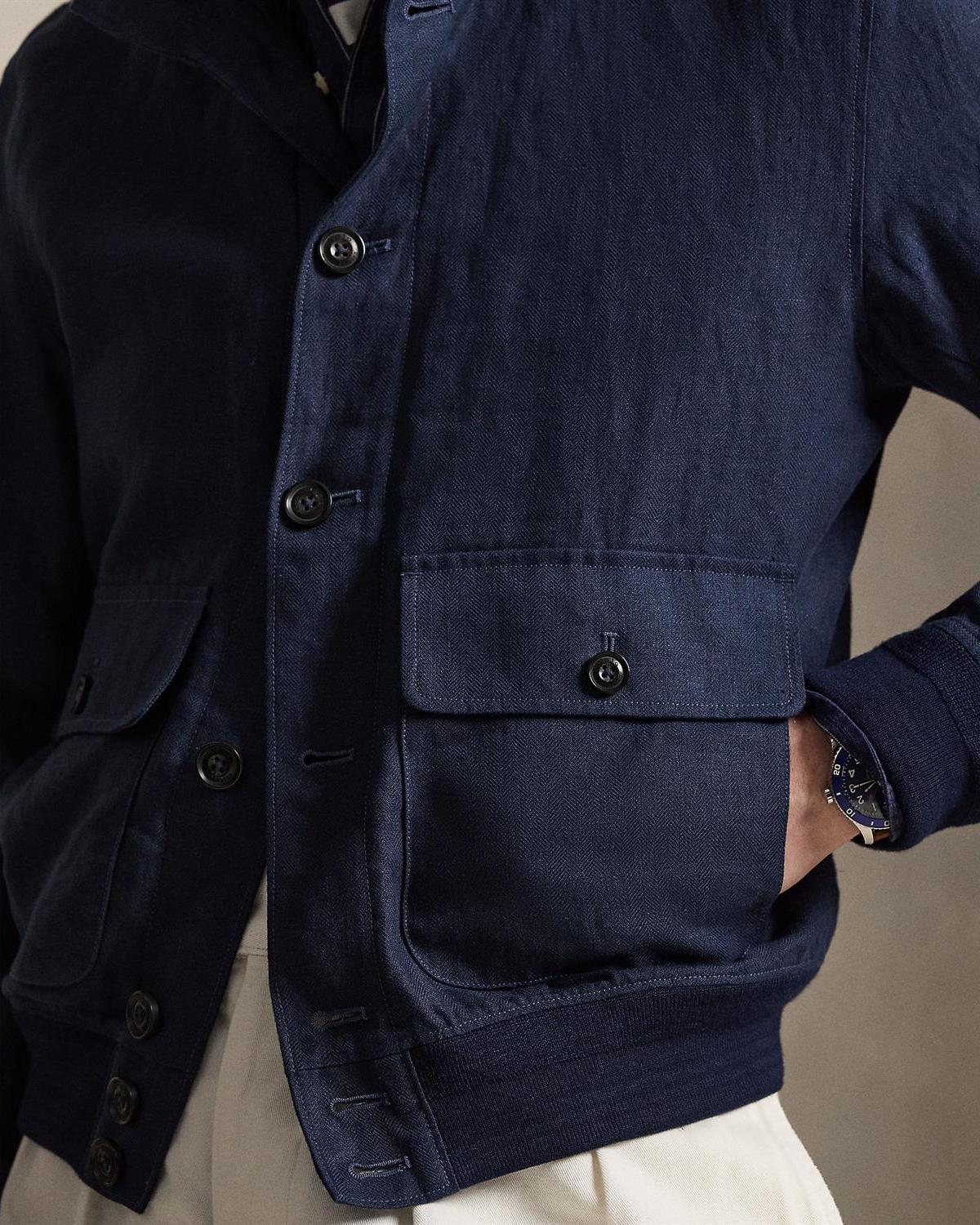 Windbreaker Jakke Fiskebensmønster - Navy