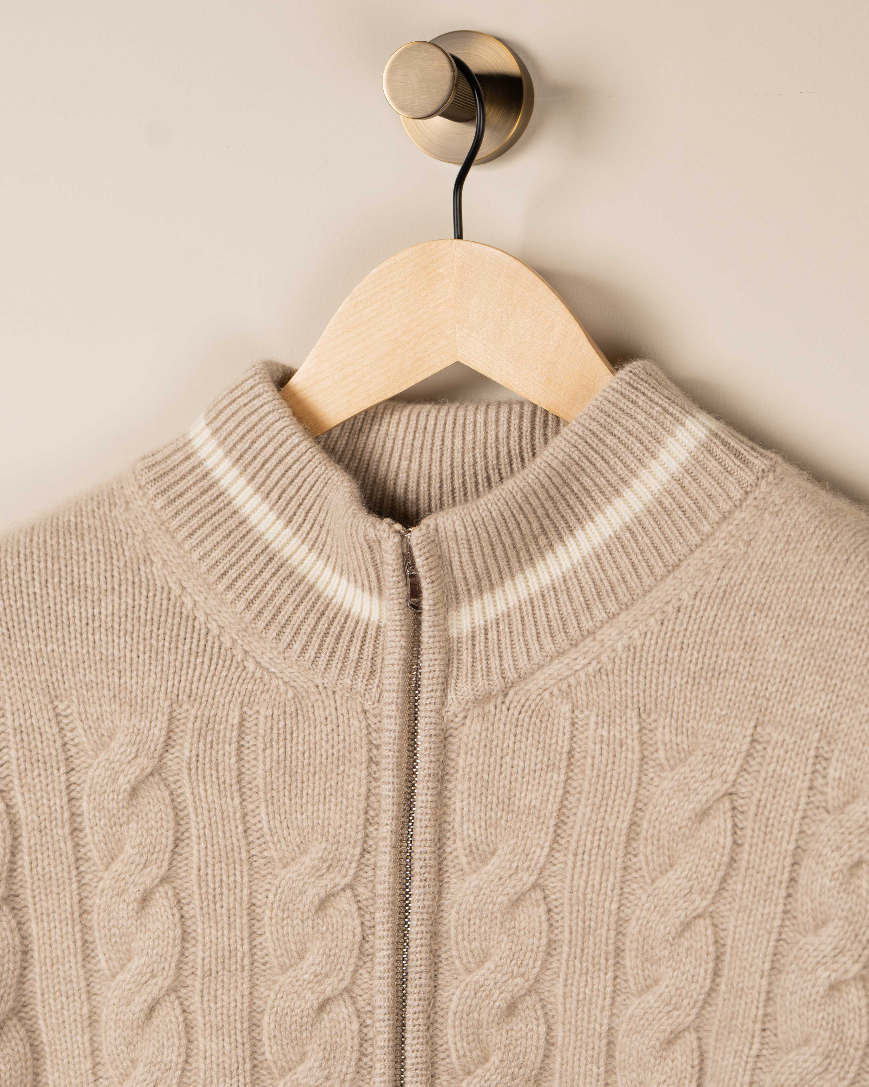 Kashmir Full-Zip Flette Jakke - Beige