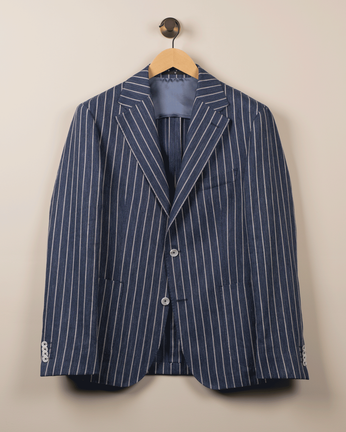 Enkeltspent Lin Jakke Pinstripe