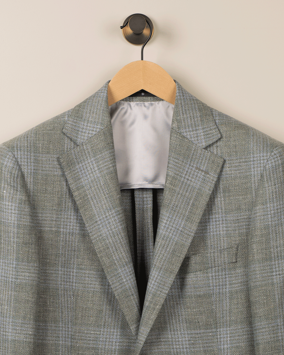 Enkeltspent jakke I Lin & Ull Rutet