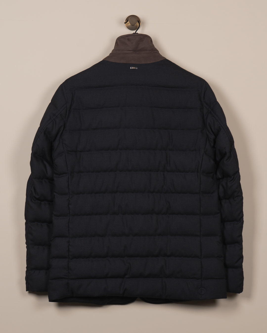 Wool-Blend & Suede Effect Blazer - Navy