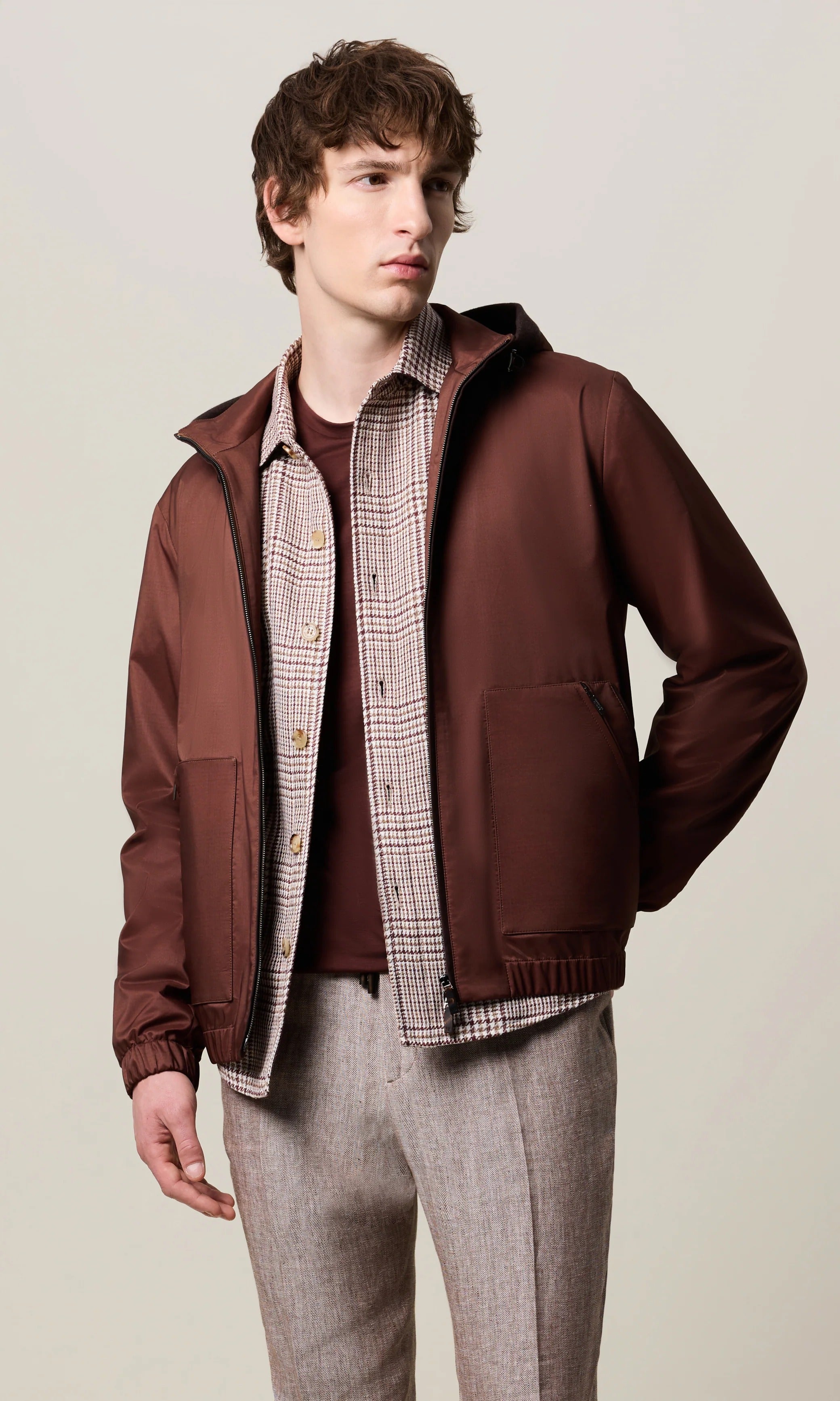 Overshirt Ruter - Brun/rød