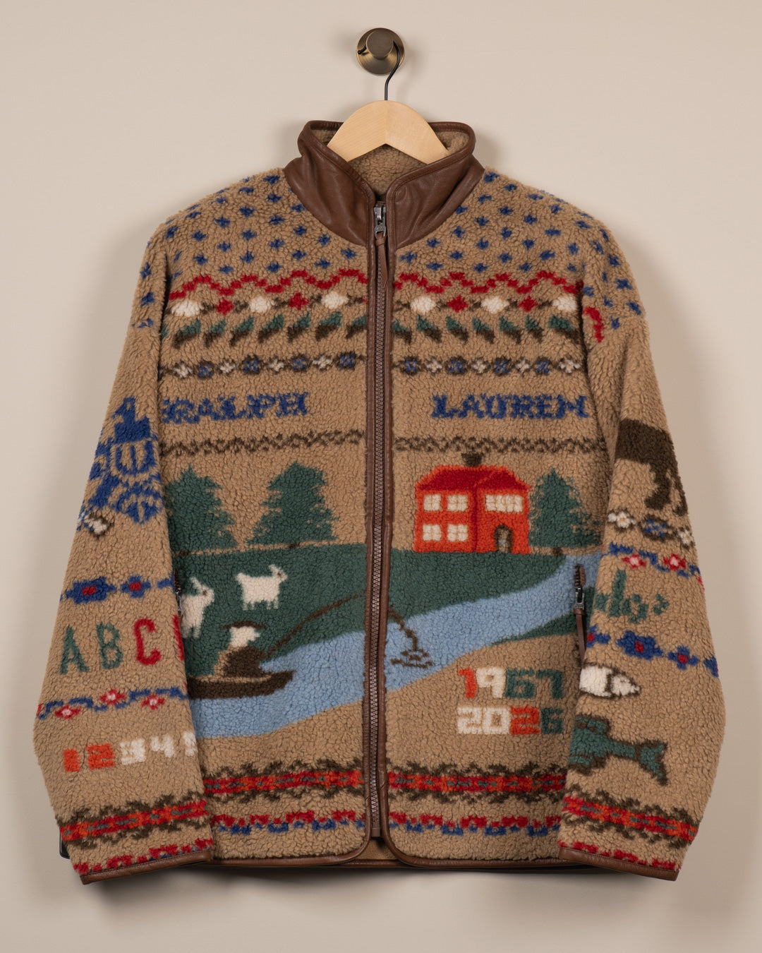 Fleece Jakke med scenemotiv - Khaki
