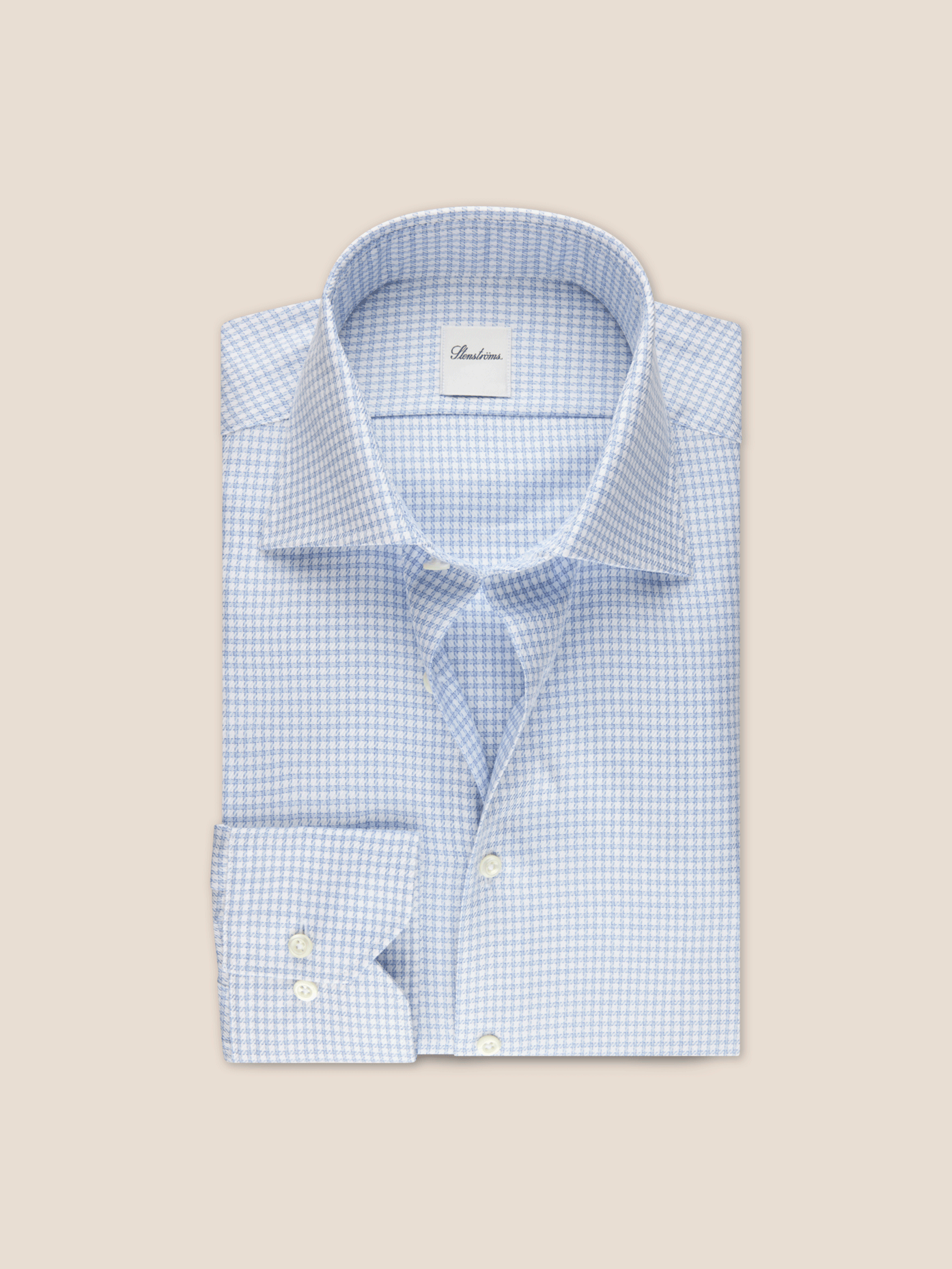 Regular cotton twill skjorte med små ruter fra stenströms.