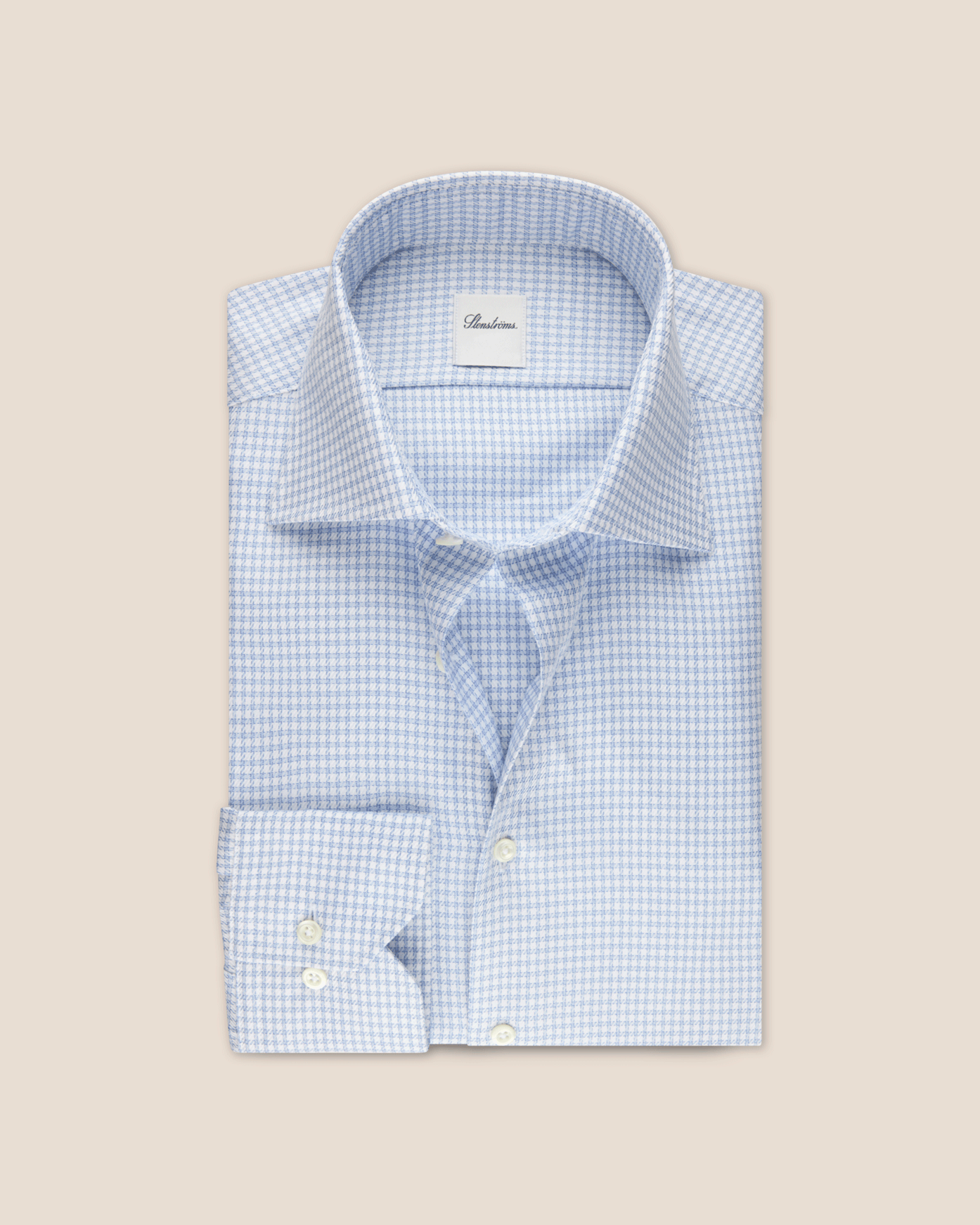 Regular cotton twill skjorte med små ruter fra stenströms.