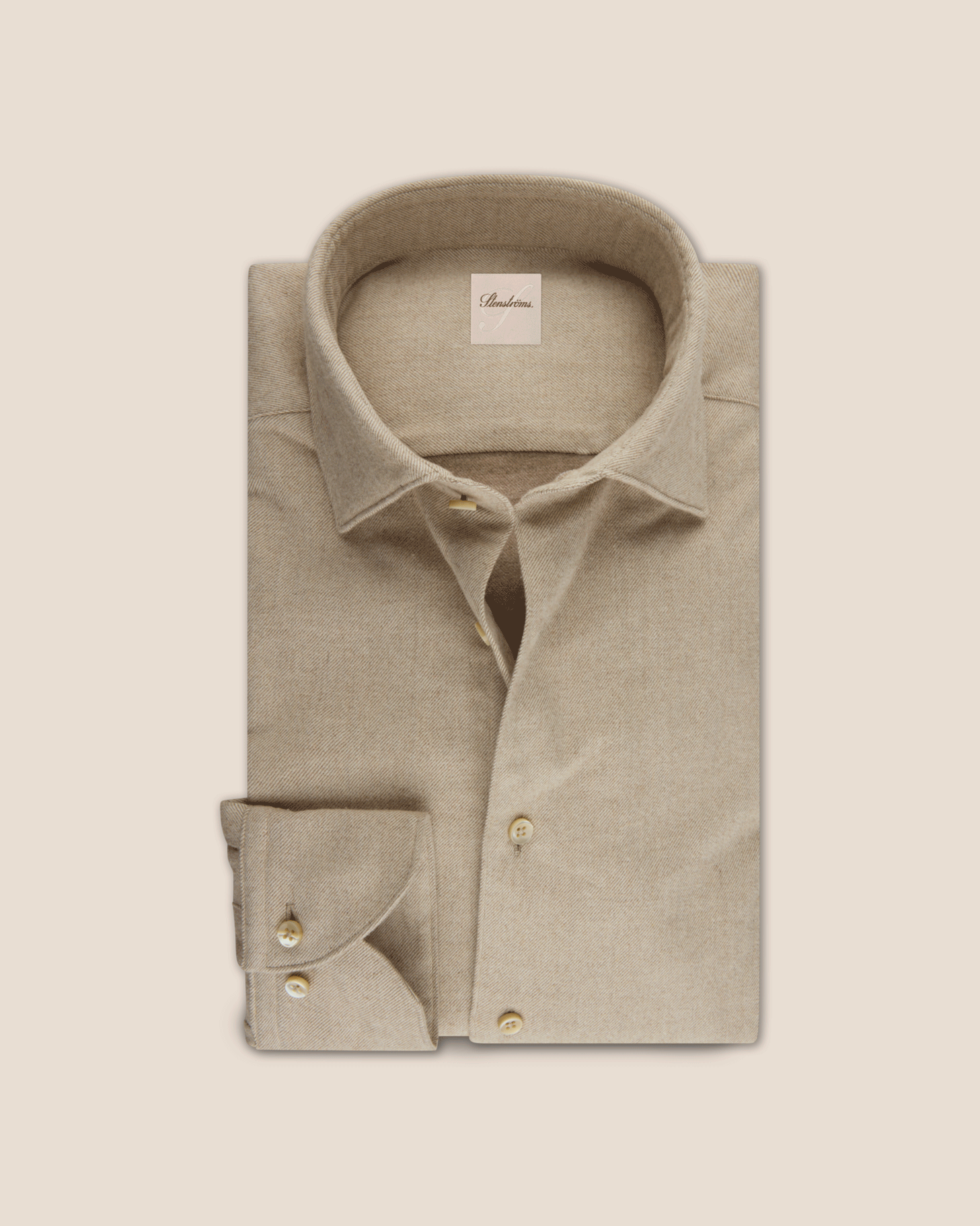 Beige regular fit flanell skjorte i beige fra Stenströms.