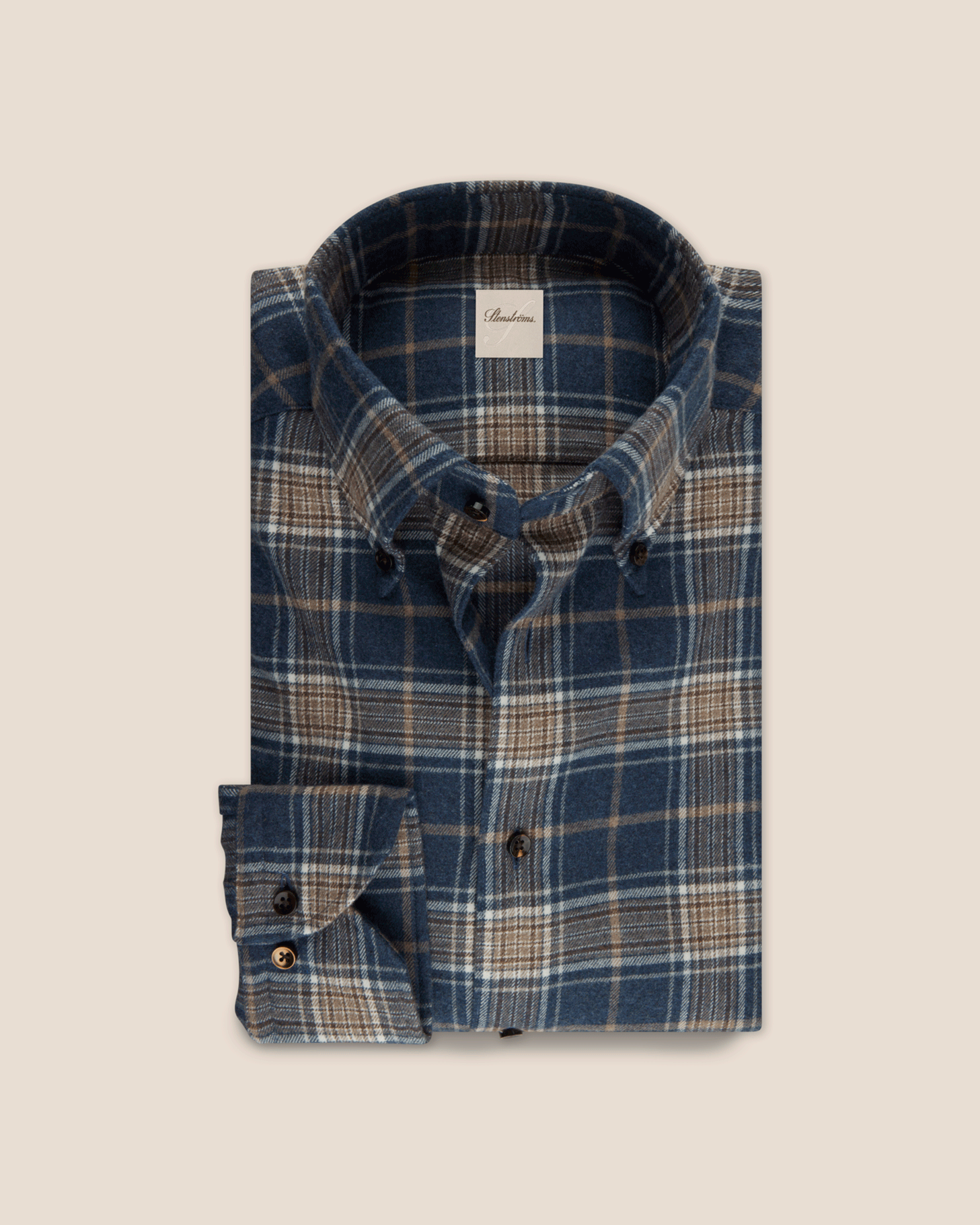 Mørk blå rutet flanellskjorte fra Stenströms.