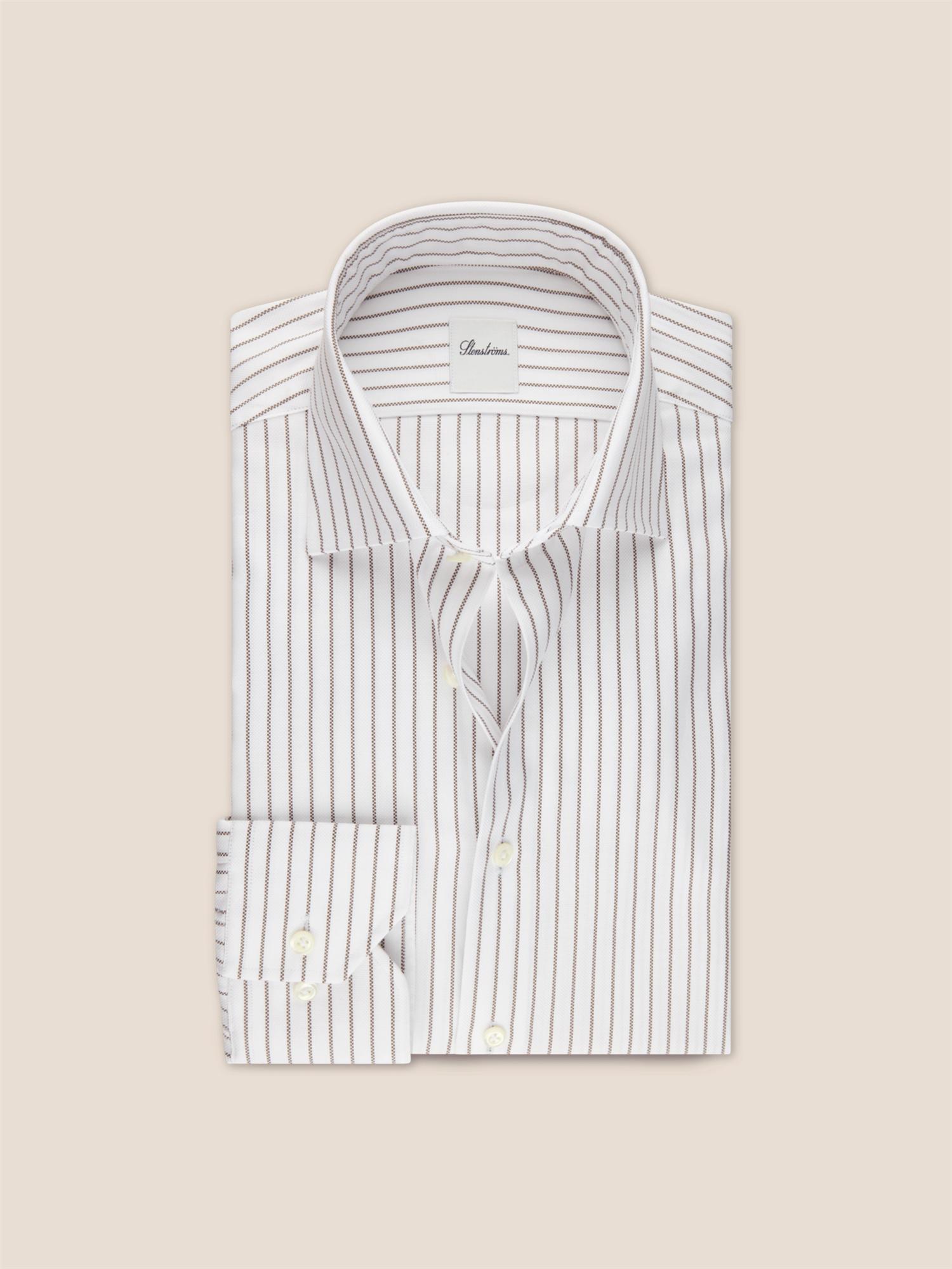 Regular oxford skjorte med brune striper fra Stenströms.