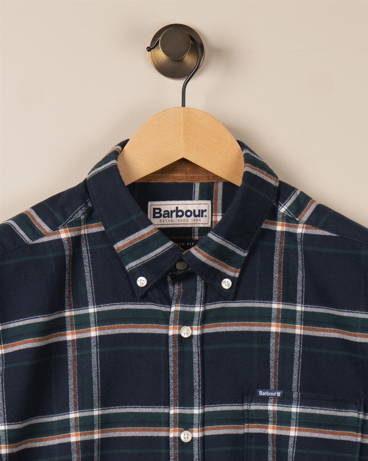 Babrour Ronan Tailored Checked skjorte - Inky Blue_Detlaje