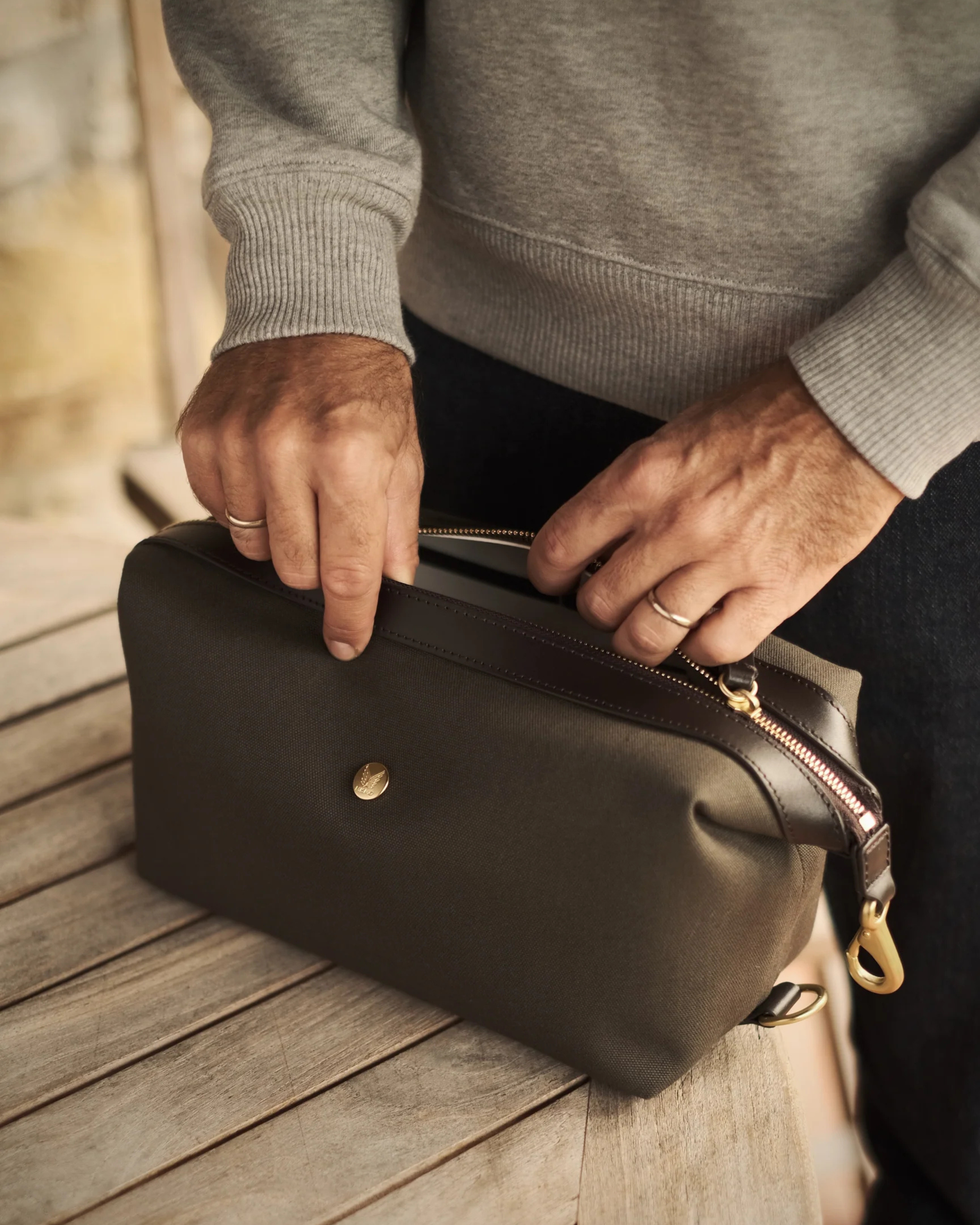 M/S Washbag - Army/Dark Brown