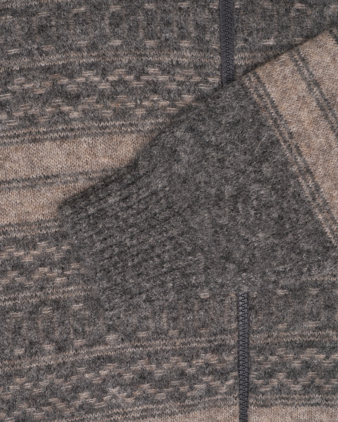 Nordic jacquard high-neck cardigan - Grå