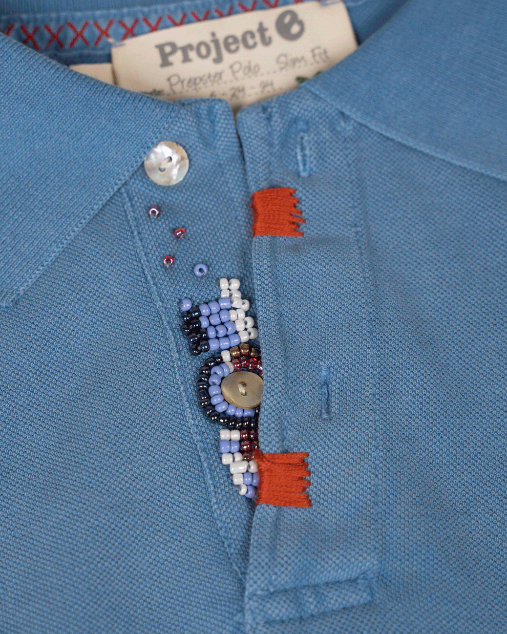 Pique m/Perler - Jeans blå