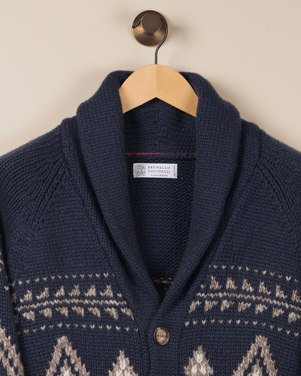 Blåmøsntret Strikkejakke - Navy