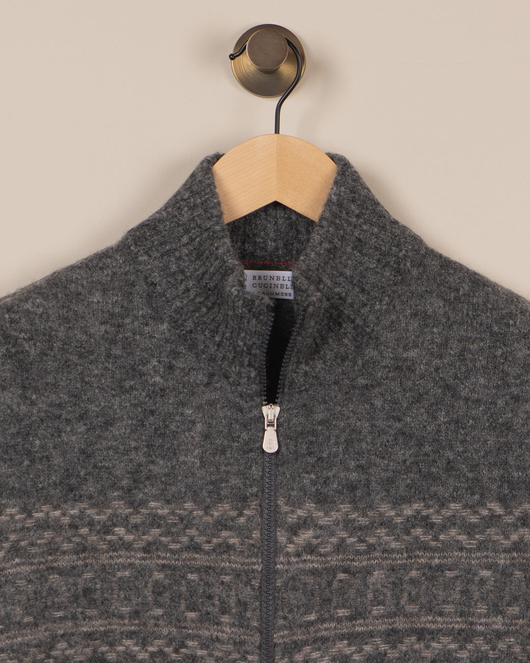 Nordic jacquard high-neck cardigan - Grå