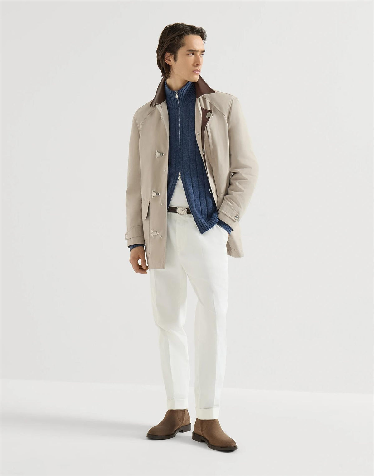 Cashmere cardigan med zipp - Blå