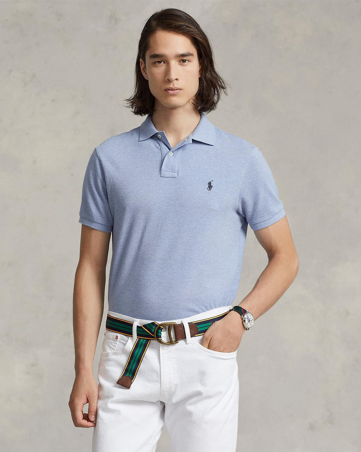 Custom Slim Fit Polo Lyseblå