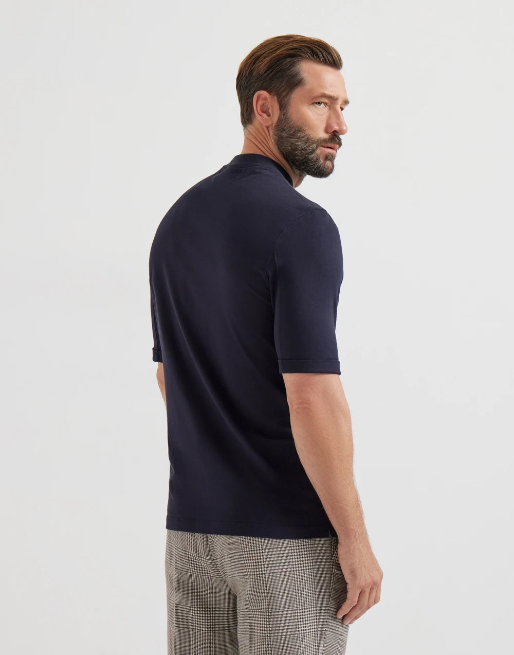 Bomull Jersey Mock Neck T-shirt