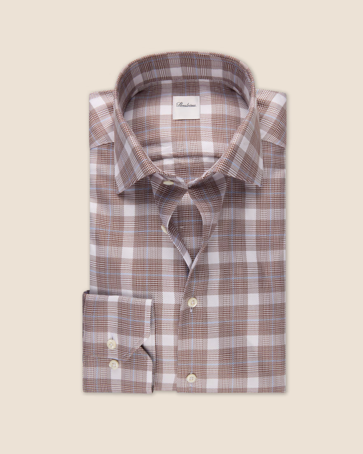 Rutet twillskjorte Slimline - Brun