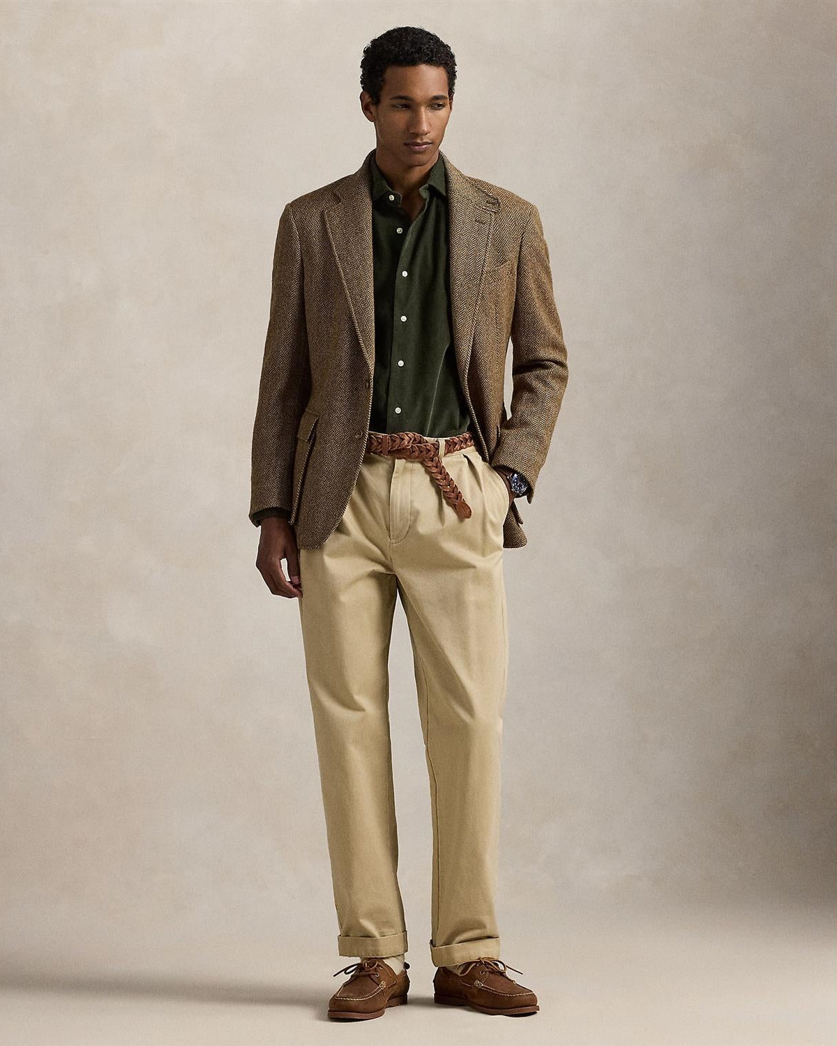 Cord Skjorte Custom Fit - Oliven