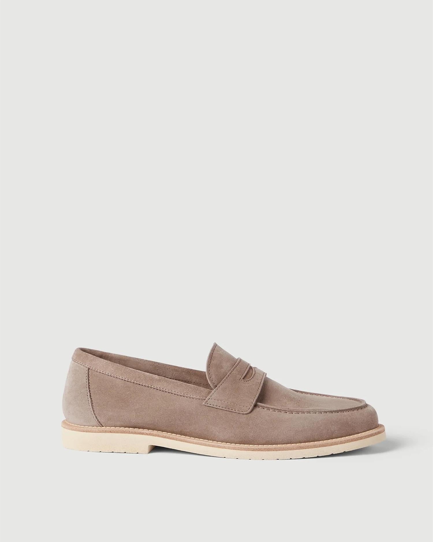 Reversed Kalveskinn Penny Loafer - Beige