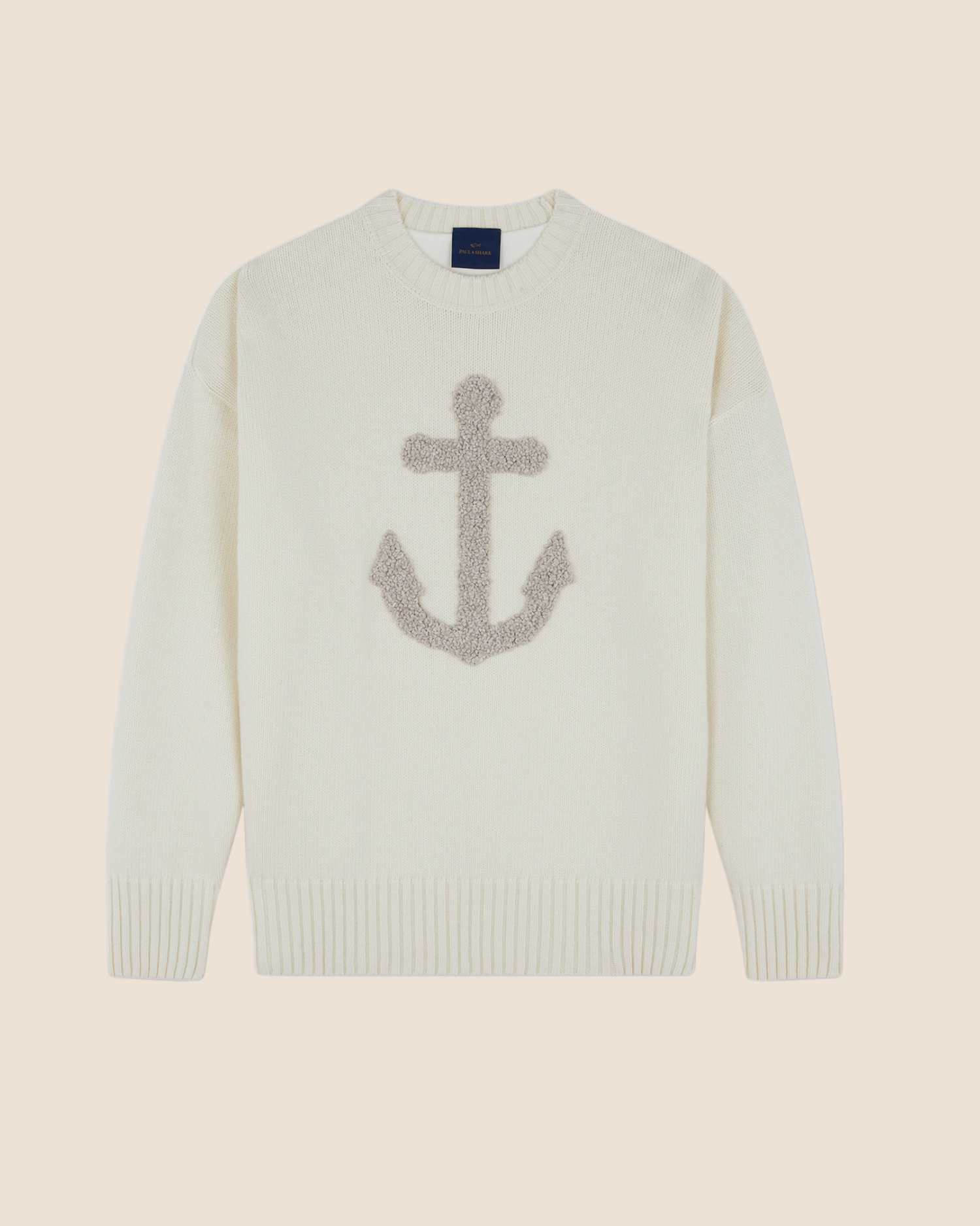 Rundhals Genser med Broderi Off-White