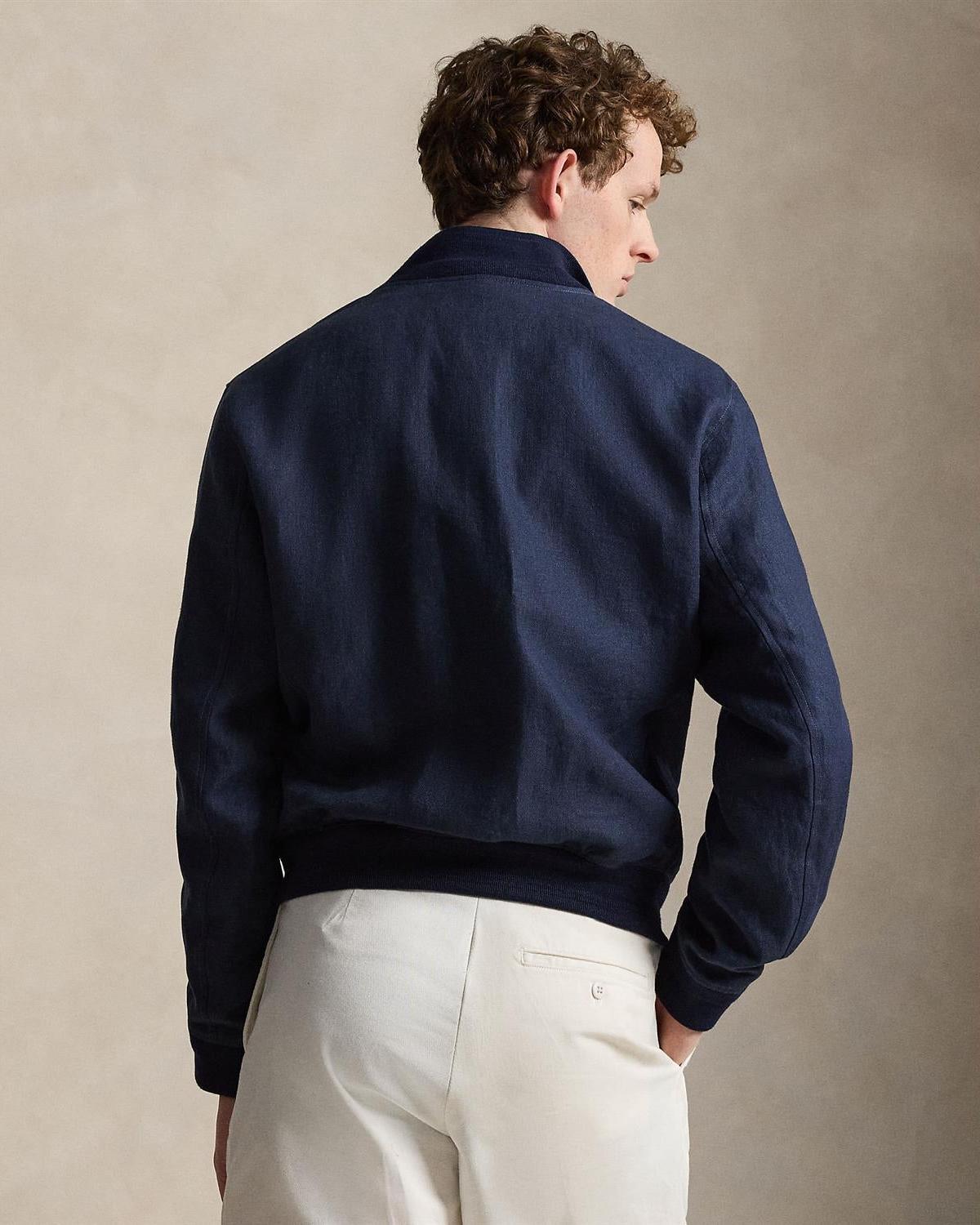 Windbreaker Jakke Fiskebensmønster - Navy