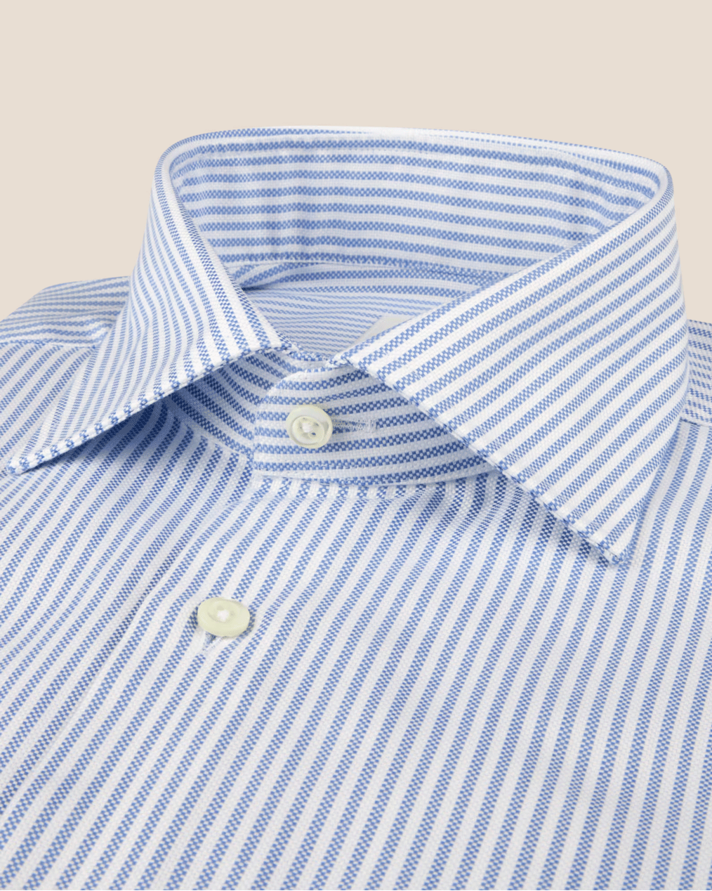 Regular Fit Oxford Skjorte Stripet - Lyseblå