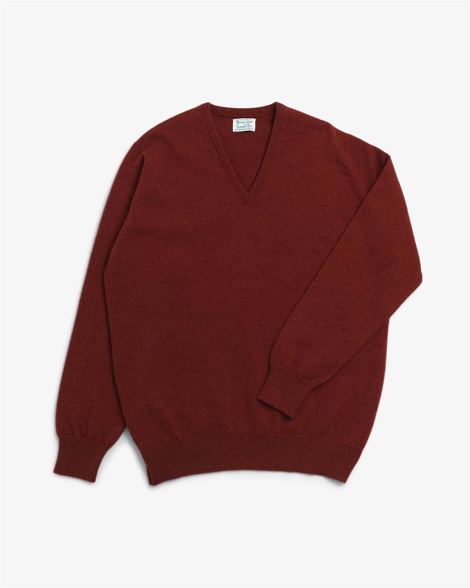 Rustrød V-hals Genser