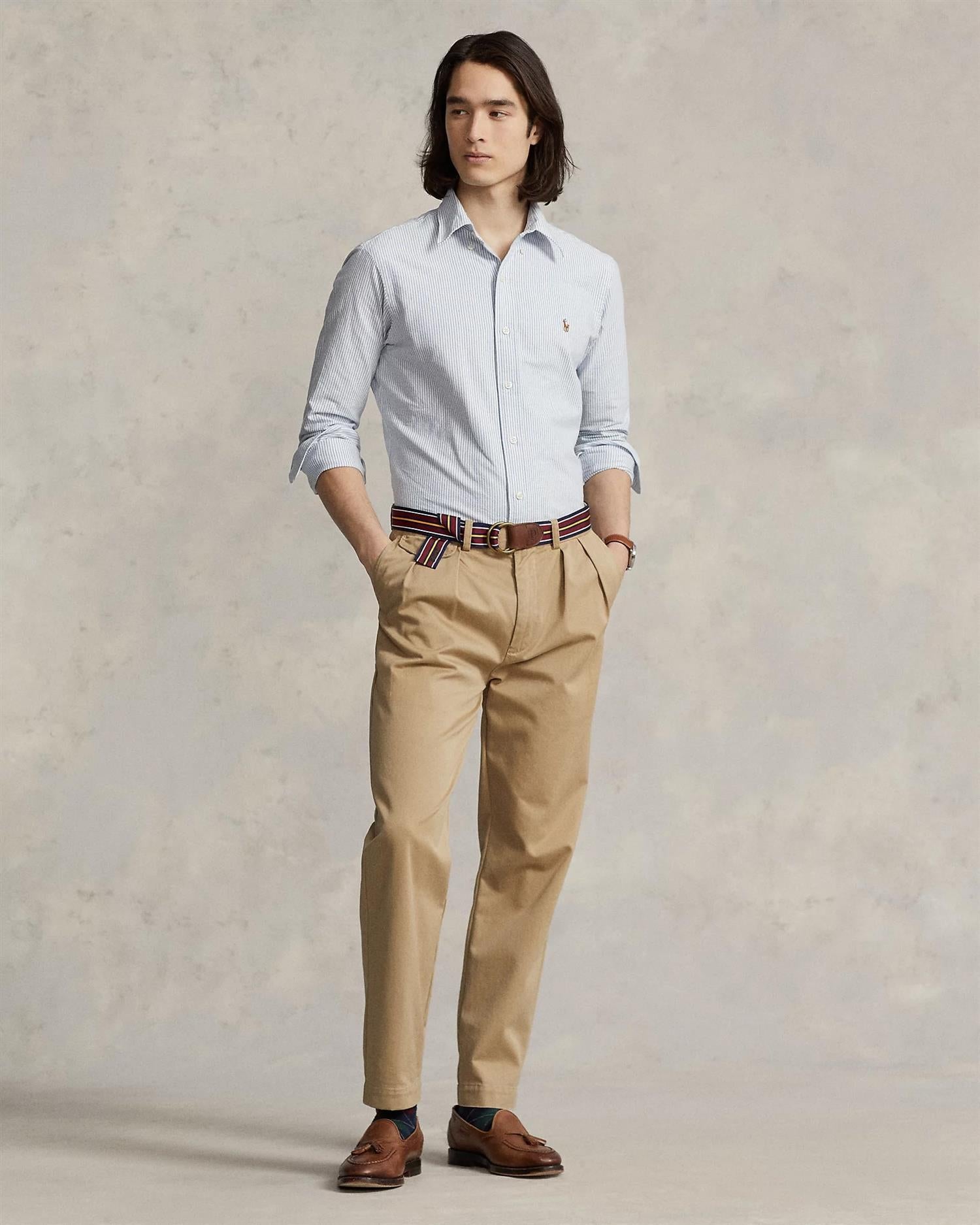 Custom Fit Oxford Skjorte Stripet - Lyseblå