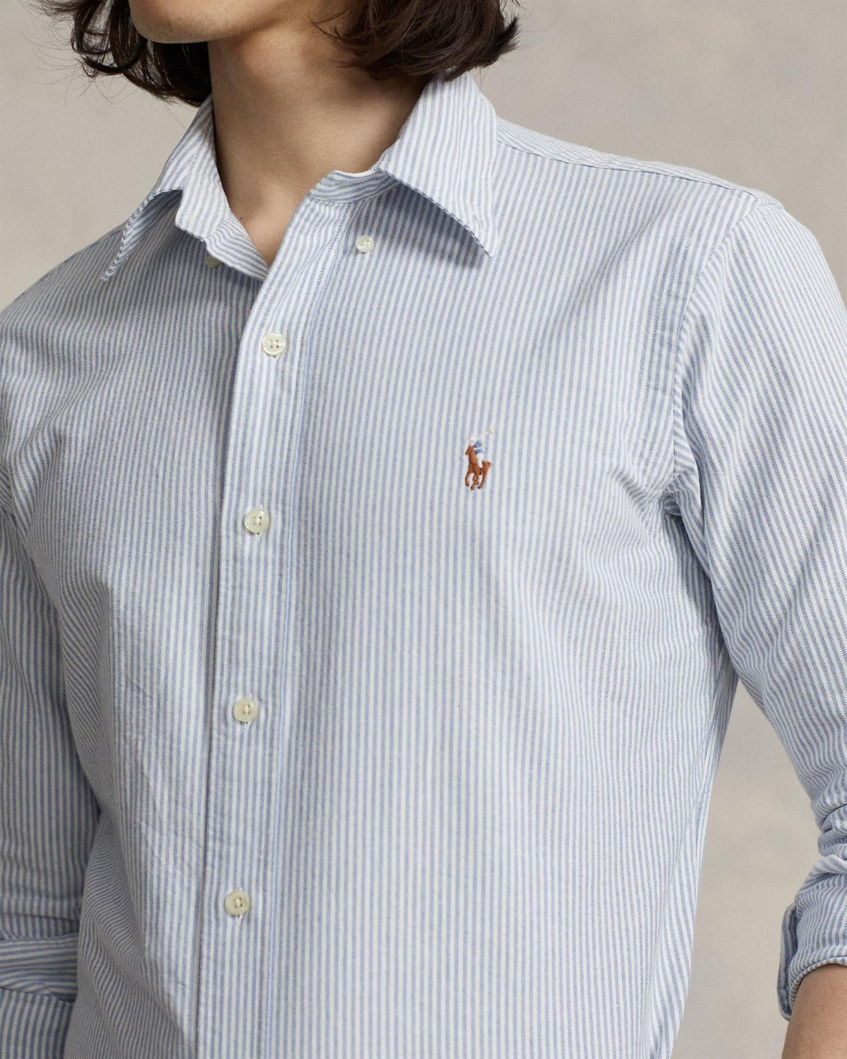 Slim Fit Oxford Shirt Stiped - Blå og hvit
