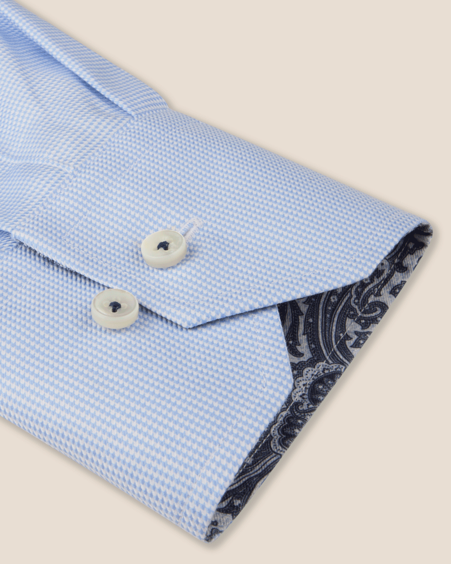 Regular Fit Cotton Twill Skjorte - Blå