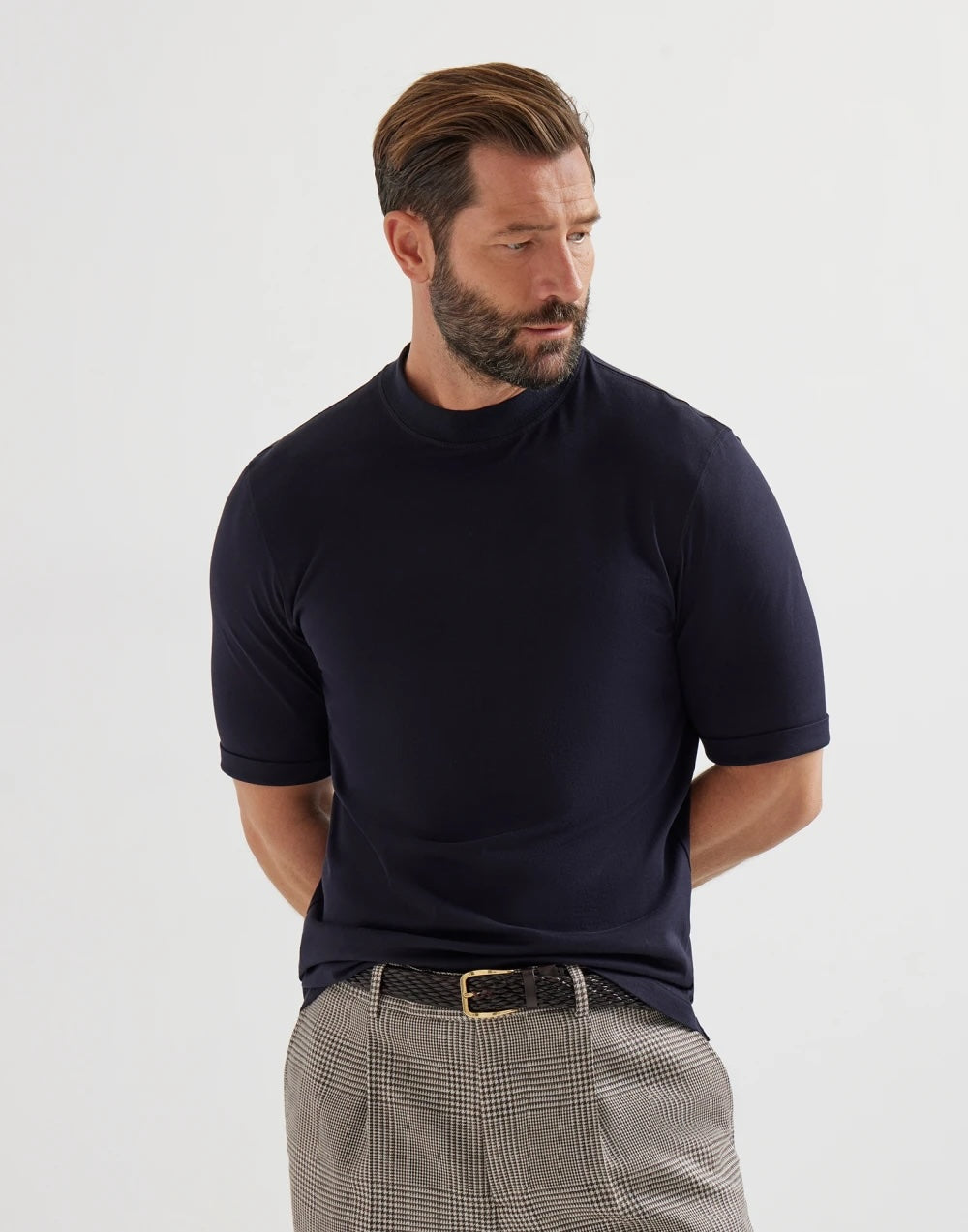 Bomull Jersey Mock Neck T-shirt