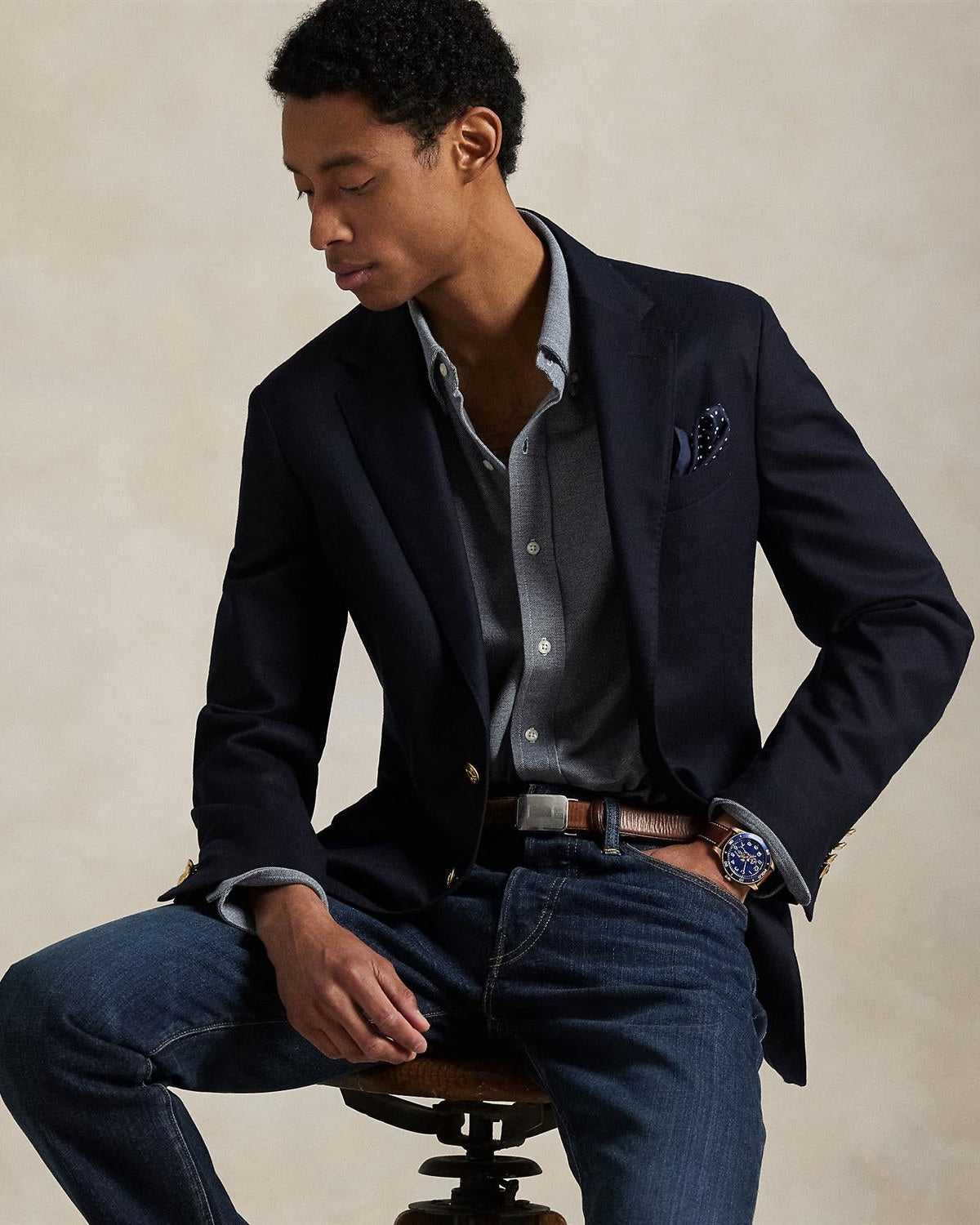 Rutet Oxford Mesh Skjorte - Navy