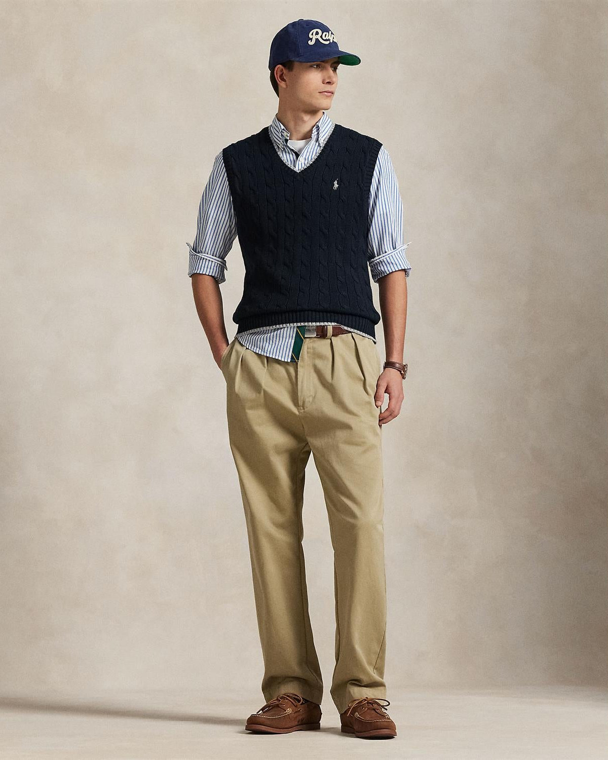 Cotton Cablevest - Navy