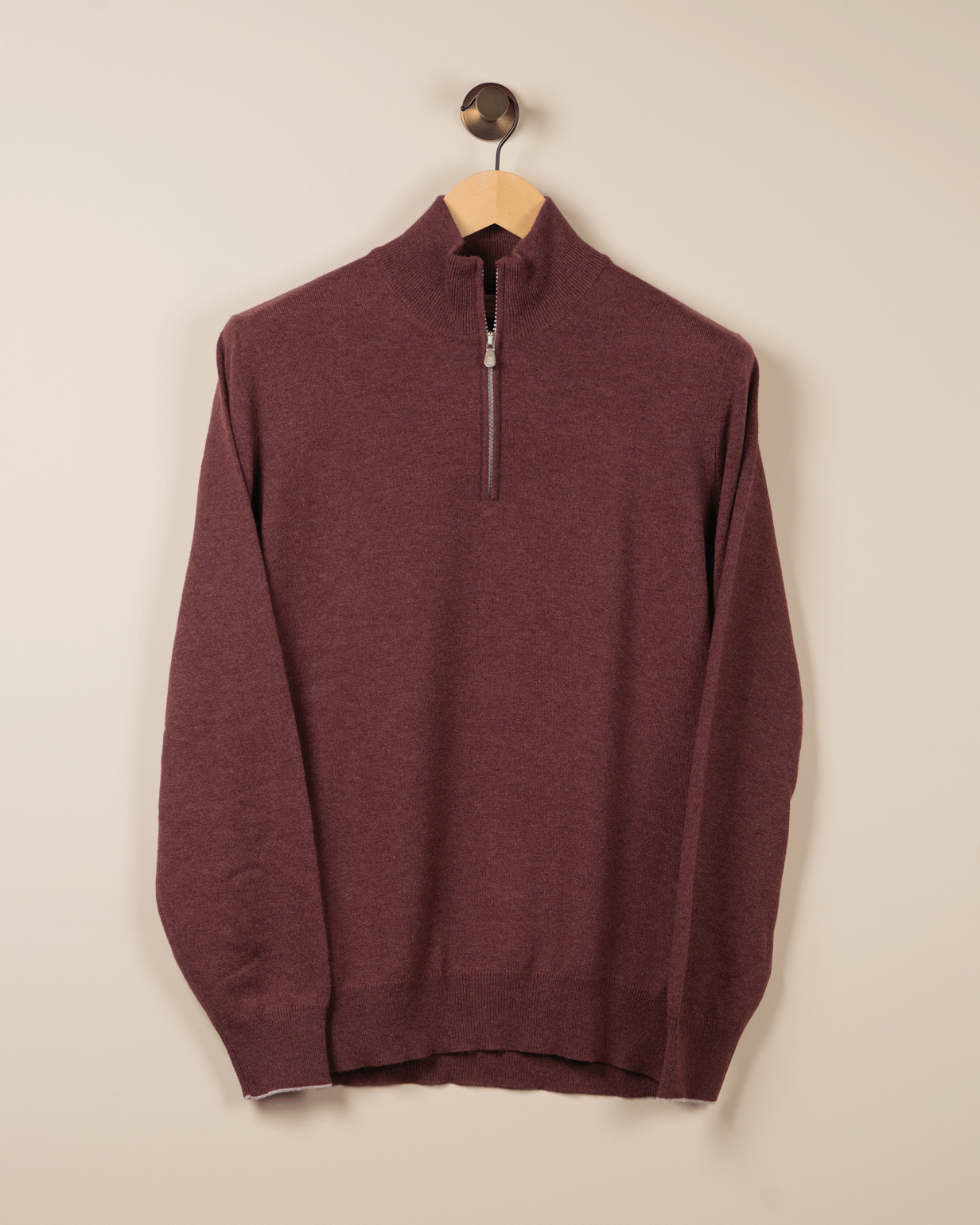 Genser M/Half zip - Burgunder