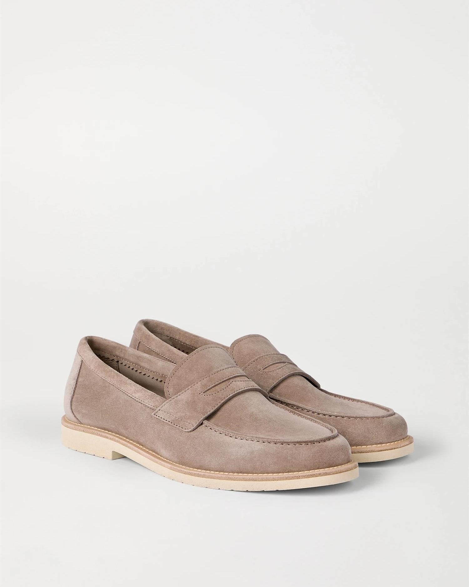 Reversed Kalveskinn Penny Loafer - Beige