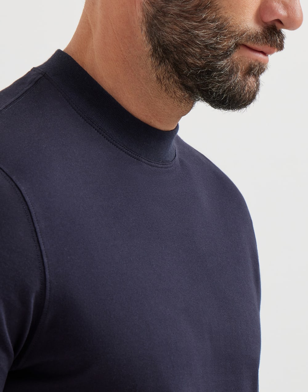 Bomull Jersey Mock Neck T-shirt