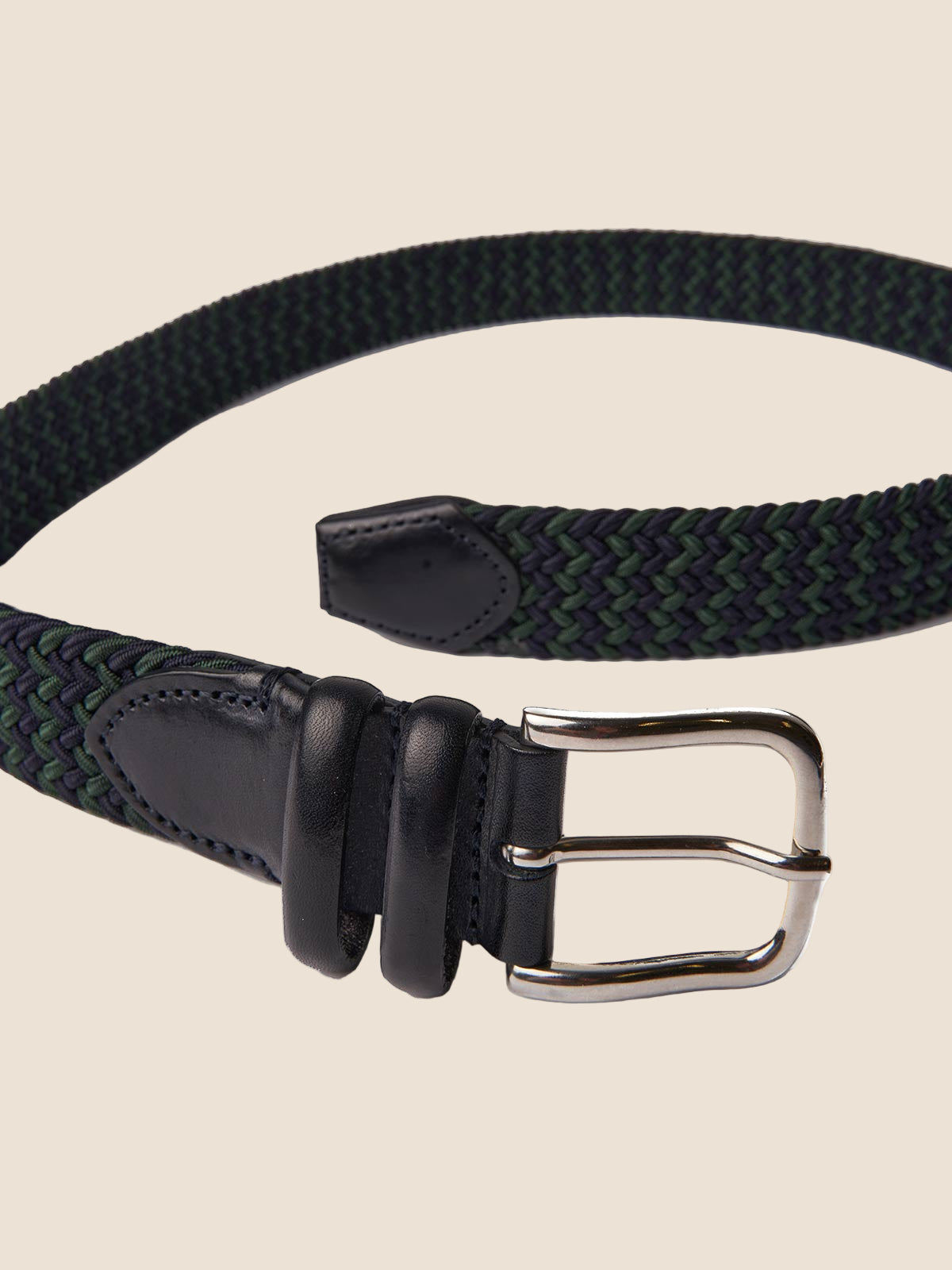 Elastisk Strikkbelte - Navy og Grønn