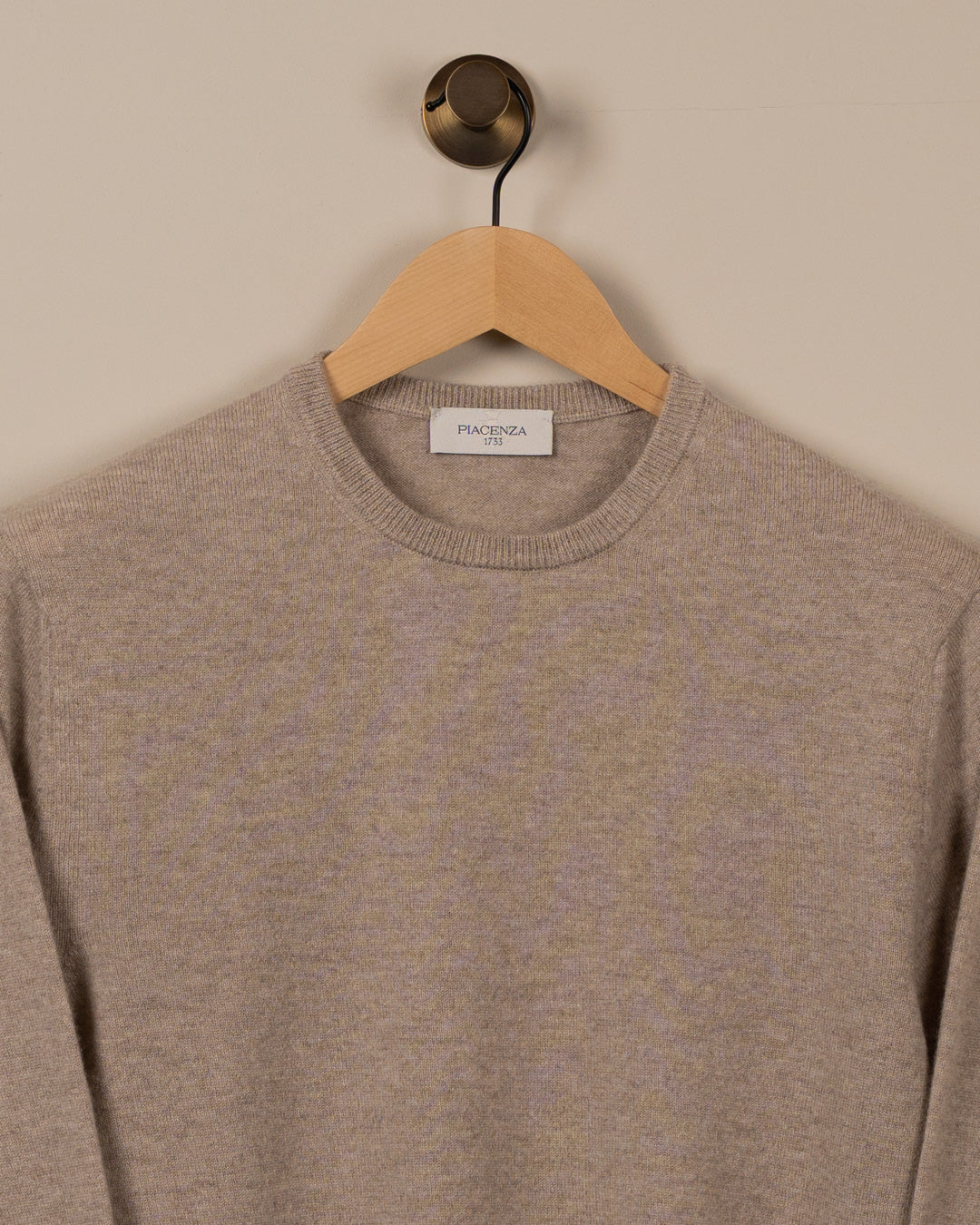 Cashmere crewneck genser - Beige