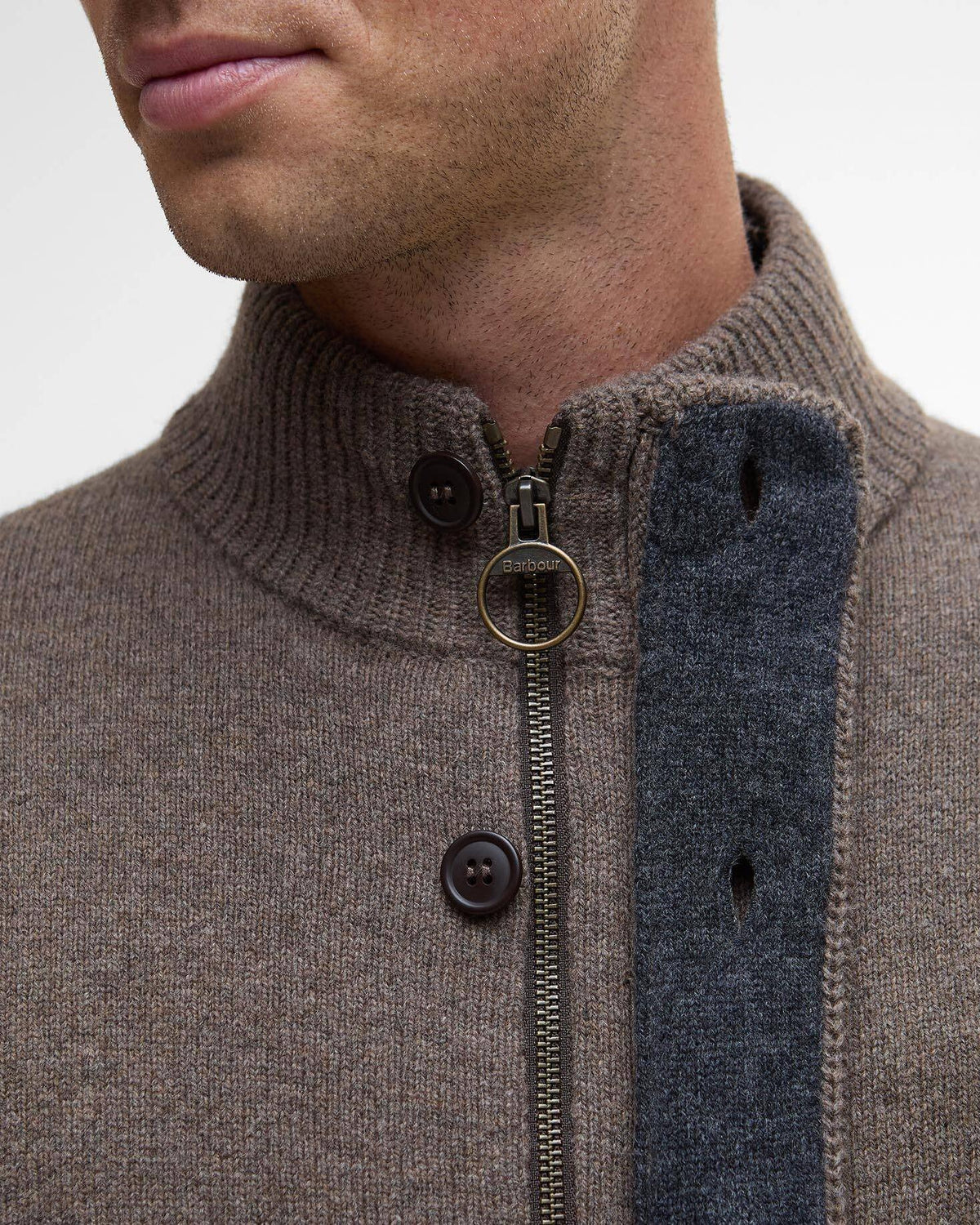Patch Zip Thourgh - Mørk Beige