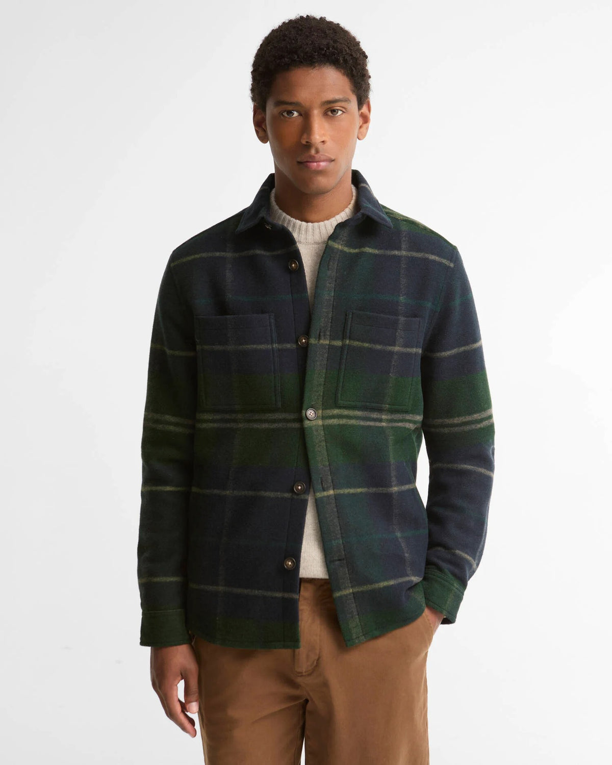 Woodlane rutet overshirt - Marine/grønn