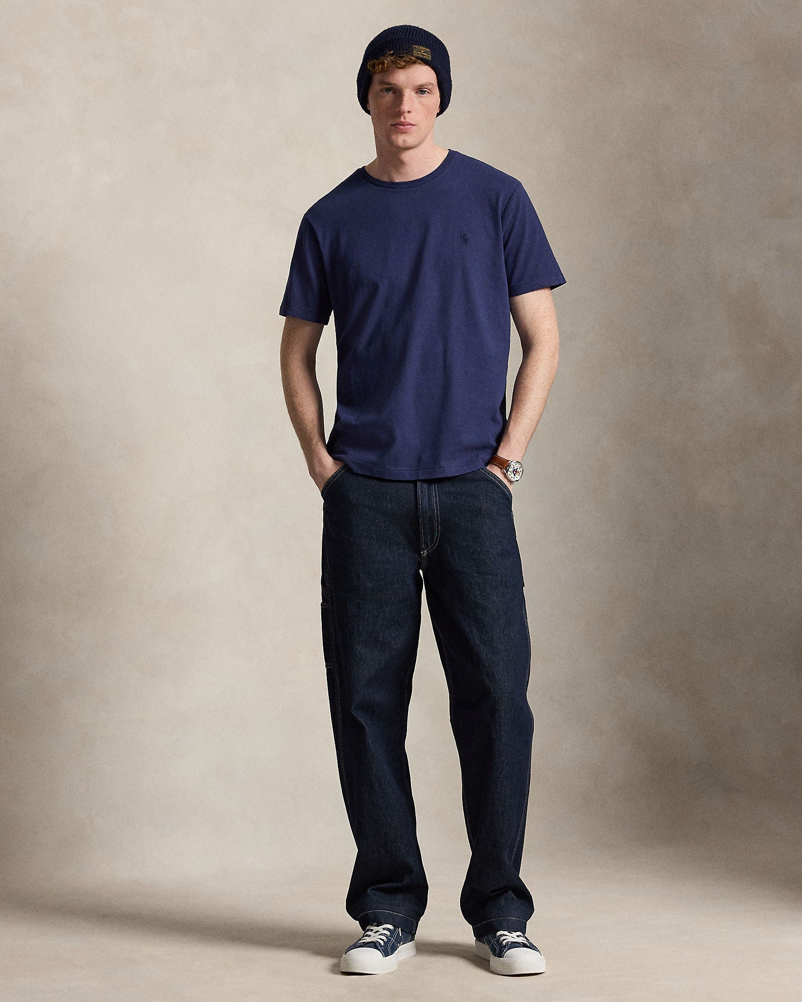 T-Shirt med lomme - Navy