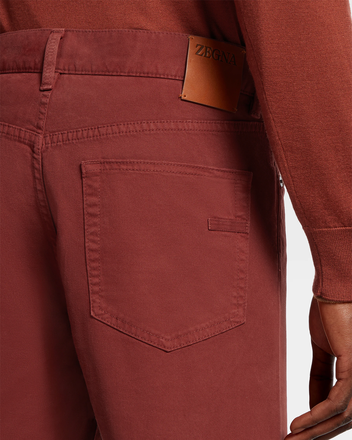 Mørke Rød Stretch City Bomullsbukser-Zegna-www.gunnaroye.no